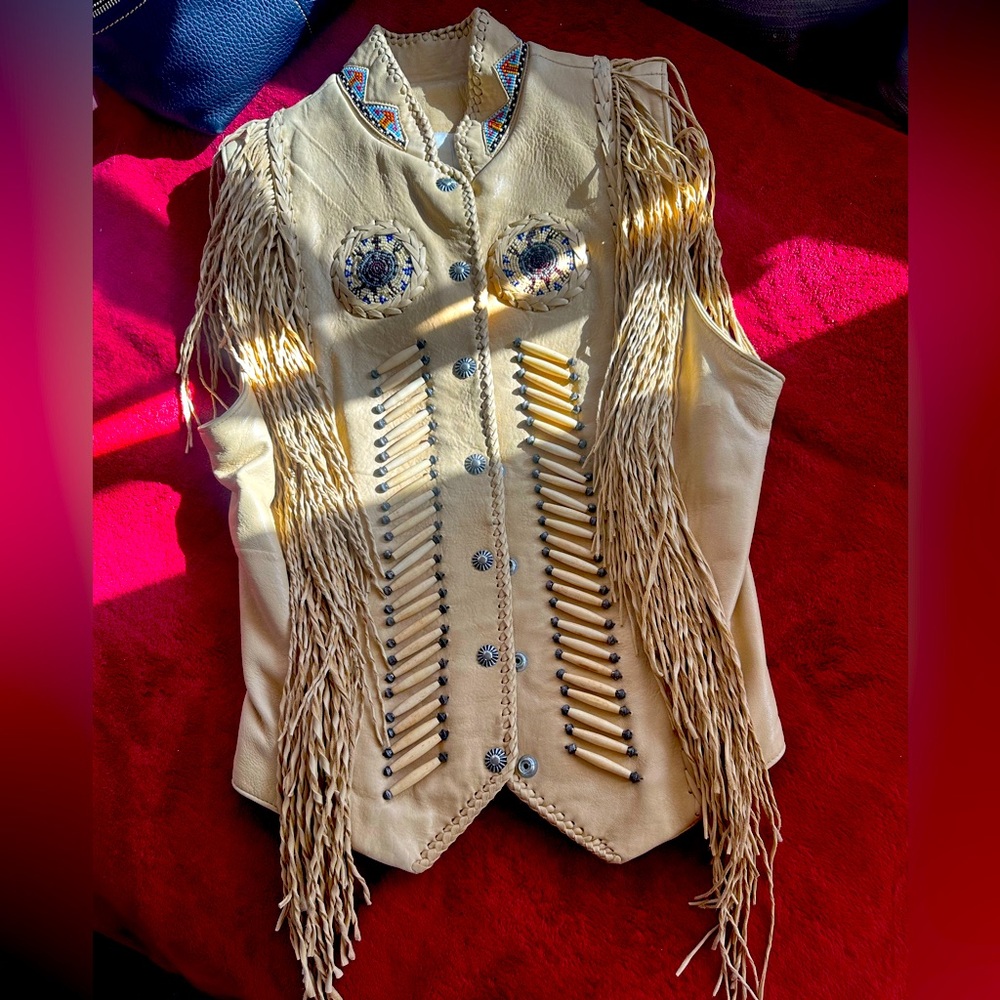 Diamond Leathers Hand-Beaded Western Leather Vest